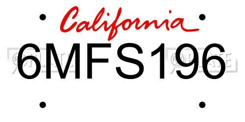 6MFS196 California License Plate