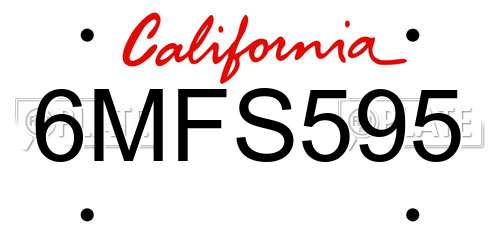 6MFS595 California License Plate