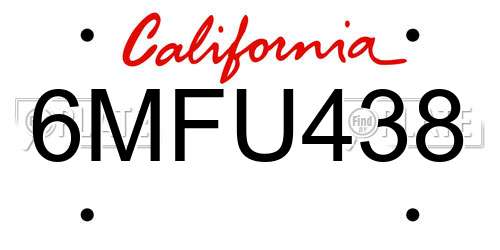 6MFU438 California License Plate