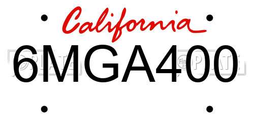 6MGA400 California License Plate