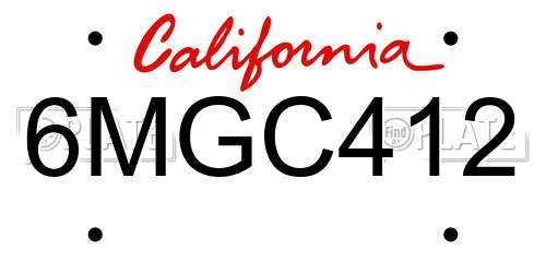 6MGC412 California License Plate