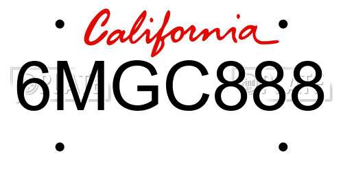 6MGC888 California License Plate