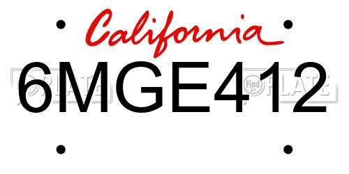 6MGE412 California License Plate