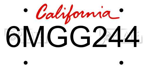 6MGG244 California License Plate