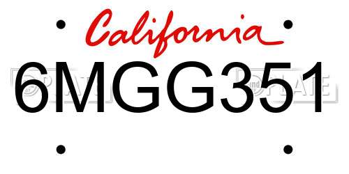 6MGG351 California License Plate