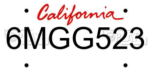 6MGG523 California License Plate