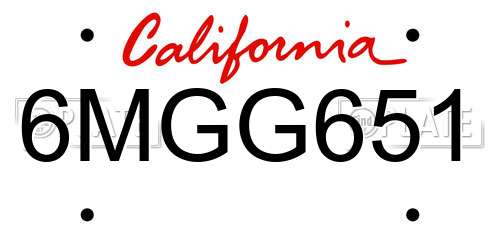 6MGG651 California License Plate