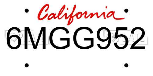 6MGG952 California License Plate
