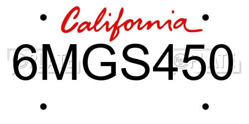 6MGS450 California License Plate