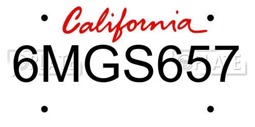 6MGS657 California License Plate