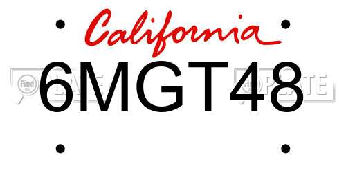 6MGT48 California License Plate