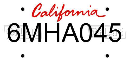 6MHA045 California License Plate