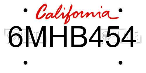 6MHB454 California License Plate