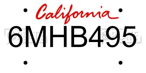 6MHB495 California License Plate