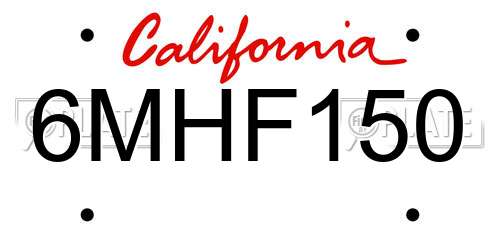 6MHF150 California License Plate