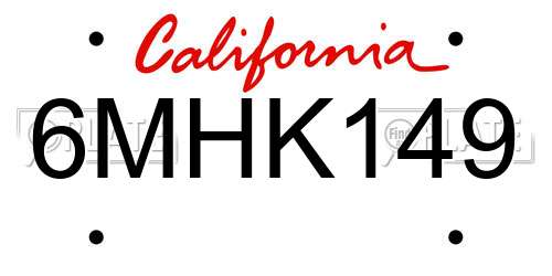 6MHK149 California License Plate