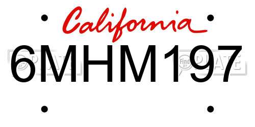 6MHM197 California License Plate