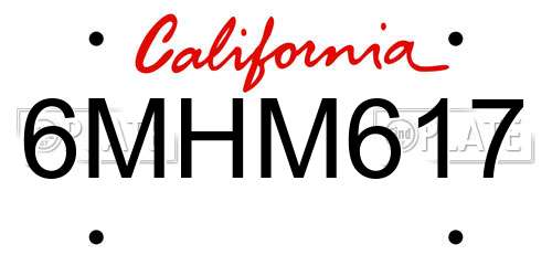 6MHM617 California License Plate