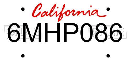 6MHP086 California License Plate