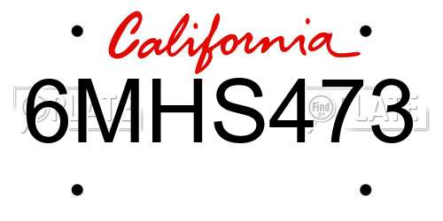 6MHS473 California License Plate