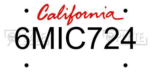 6MIC724 California License Plate