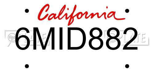 6MID882 California License Plate