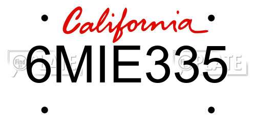 6MIE335 California License Plate