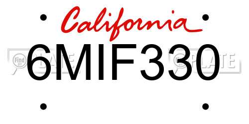 6MIF330 California License Plate