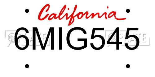6MIG545 California License Plate