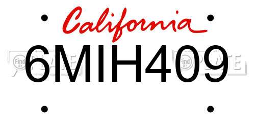 6MIH409 California License Plate