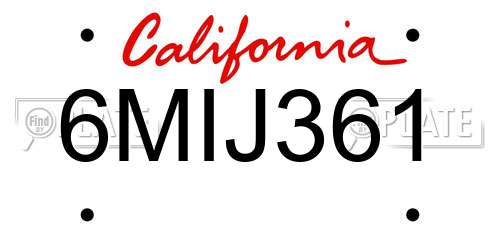 6MIJ361 California License Plate