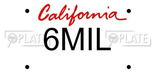 6MIL California License Plate