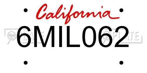 6MIL062 California License Plate