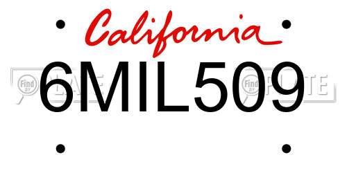 6MIL509 California License Plate