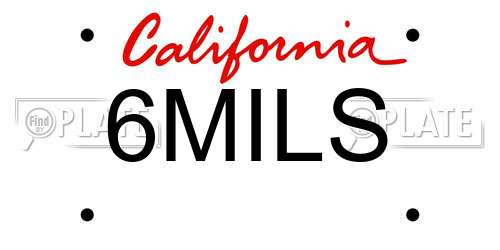 6MILS California License Plate