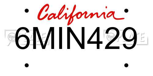 6MIN429 California License Plate
