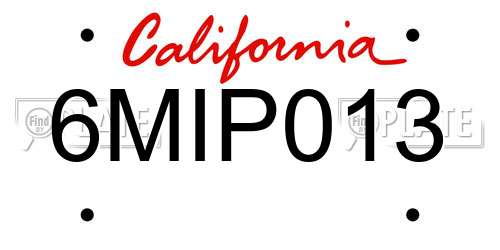 6MIP013 California License Plate