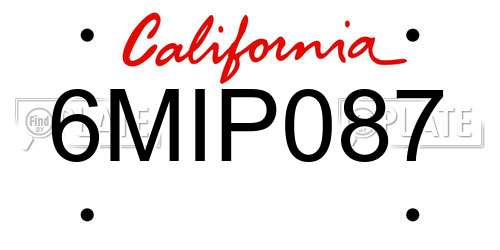 6MIP087 California License Plate