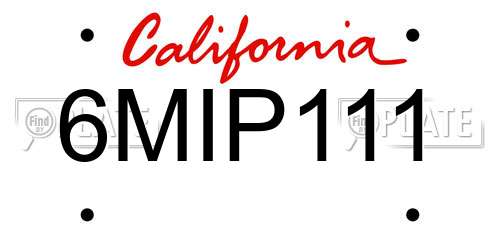 6MIP111 California License Plate