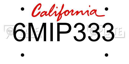 6MIP333 California License Plate