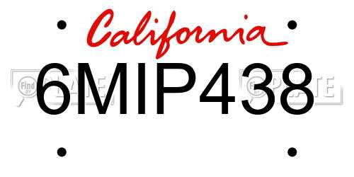 6MIP438 California License Plate