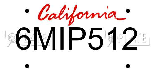 6MIP512 California License Plate