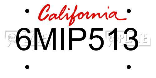 6MIP513 California License Plate