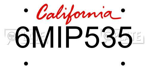 6MIP535 California License Plate