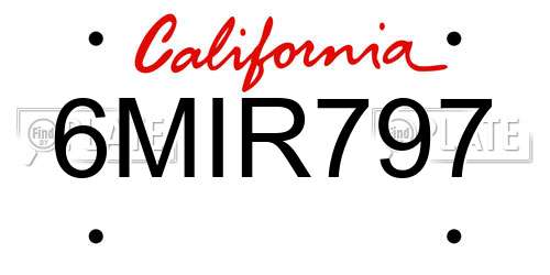 6MIR797 California License Plate