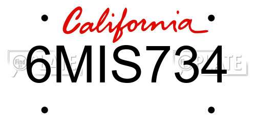 6MIS734 California License Plate