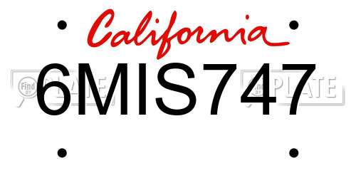 6MIS747 California License Plate