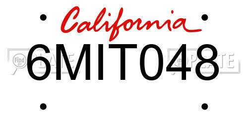 6MIT048 California License Plate