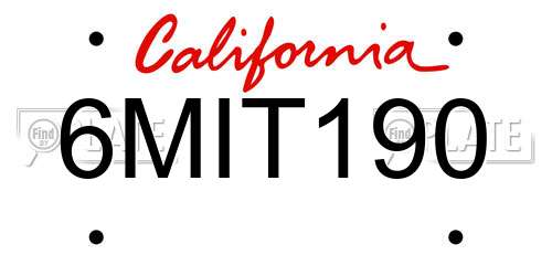 6MIT190 California License Plate