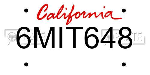 6MIT648 California License Plate